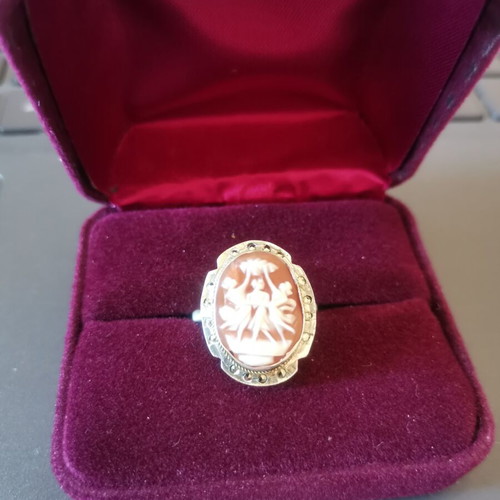 Cameo ring 800 silver vintage, like new, Three Graces design