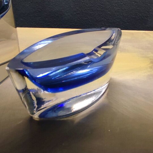KROSNO LSA glass vase like new, set with two cobalt blue ashtrays