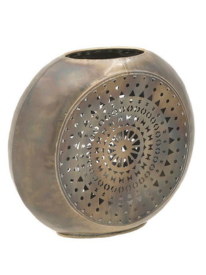 Set of 2 Large Antique Metal Candle Lanterns