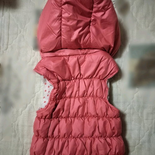Sleeveless baby jacket Energiers 12 months coral with polka dot lining