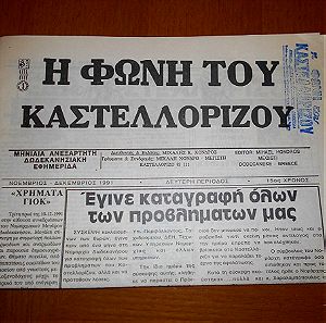 Εφημερίδα ''Η Φωνή του Καστελλορίζου'', Μηνιαία Εφημερίδα Νοέμβριος - Δεκέμβριος 1991, Σελίδες 10.