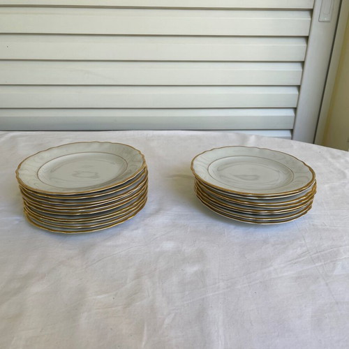 Gebruder Benedikt set of 18 used dessert plates porcelain antique