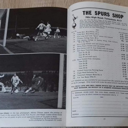 Official Tottenham-Olympiakos match program 25 October 1972 like new
