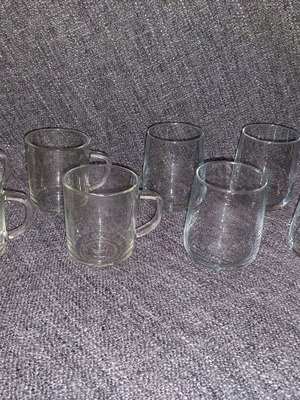 Duralex glass set with glasses and durable mugs used