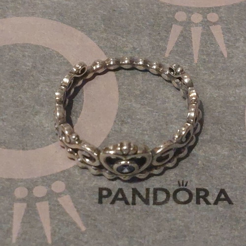 Pandora ring new with blue zircon and heart design