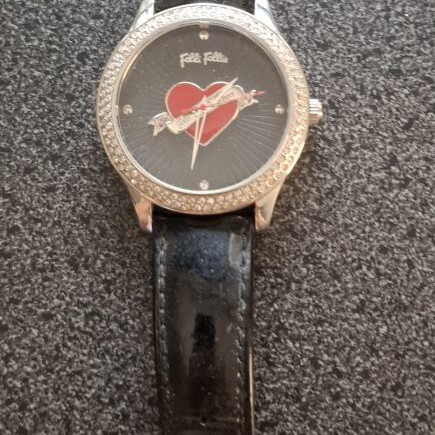 Folli Follie women's watch with red heart used, black strap