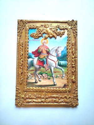 Icon of Saint Minas new, handmade clay 25x35 cm