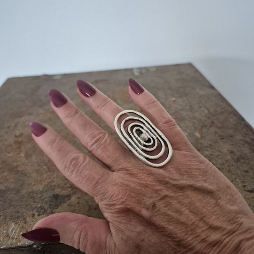 Zamak ring adjustable size, silver color, new