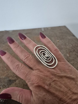 Zamak ring adjustable size, silver color, new