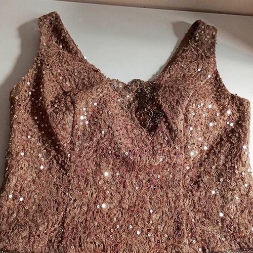 Handmade silk blouse with beads and sequins, S/M, beige, made in France