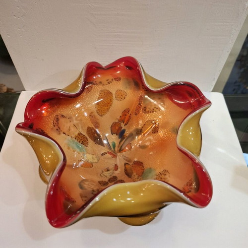 Vintage χειροποίητο μπολ Murano Art Glass Tutti Frutti μεταχειρισμένο