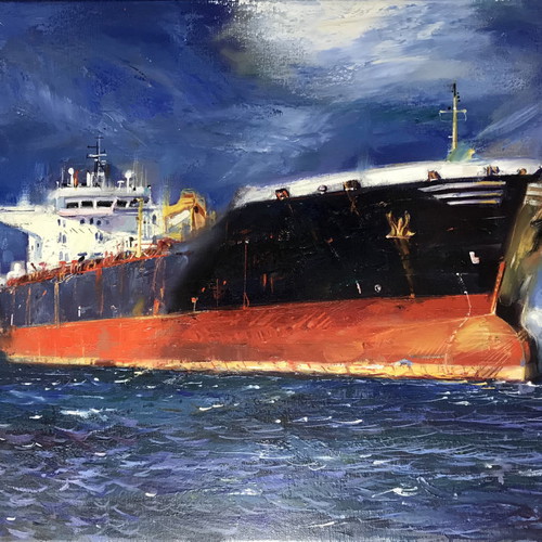 Painting Giannis Koutrikas oil on canvas new 45x65