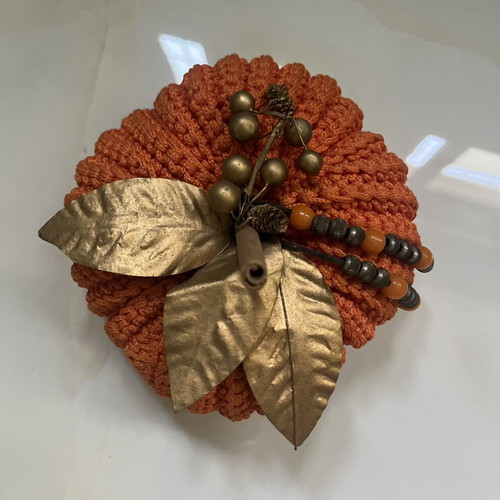 Handmade decorative pumpkin crochet in bright orange, like new