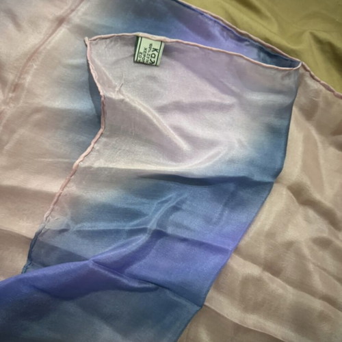 Silk scarf-large, like new, blue and pink, handmade