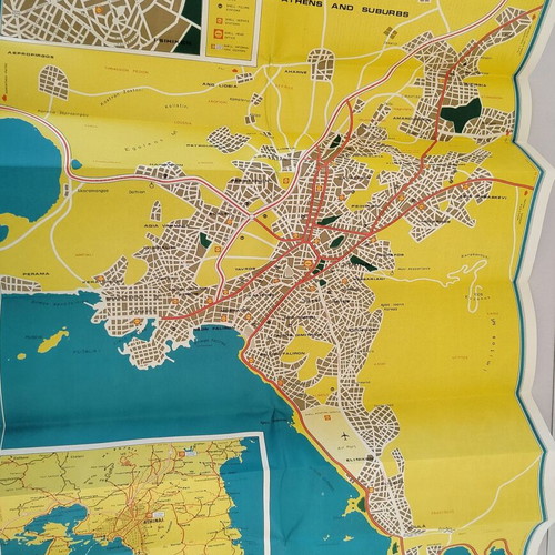 Shell Athens Touring Map used, 1960s-70s