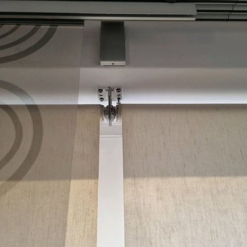 Complete roller curtain rod system like new with double panels