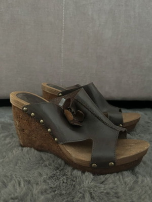 Clogs used, summer style with 3D butterfly, size 37, black and brown