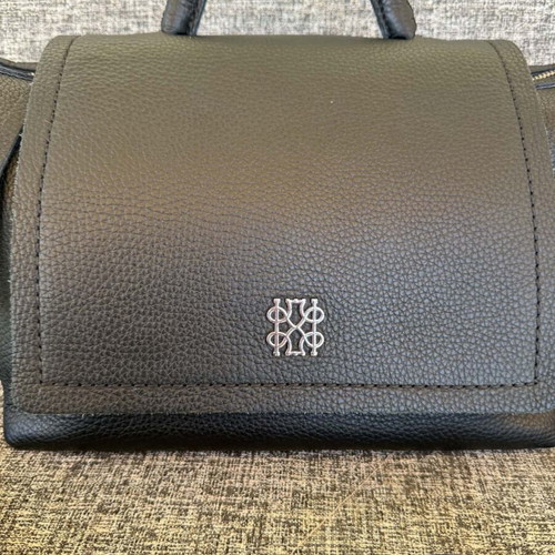 KEM leather shoulder bag like new, black, 22x30 cm