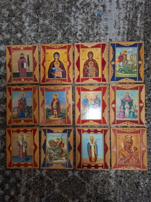 Θρησκευτικά κάδρα μεταχειρισμένα, πακέτο 12, ξύλινα χειροποίητα με Αγίους