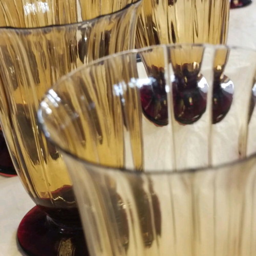 Vintage handmade glasses used, set of 28 pieces