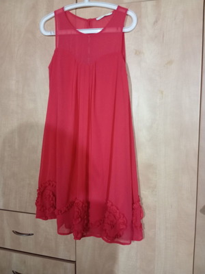 Batida women's dress coral medium with 3D flowers, new