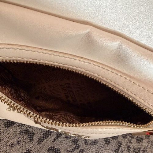 Love Moschino white backpack like new with gold details