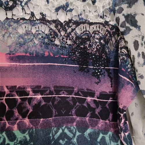 Leonard's blouse like new, size L, lace and rhinestones
