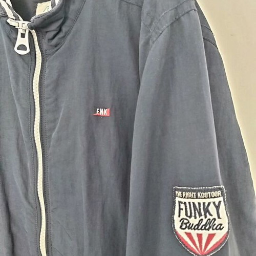 Funky Buddha jacket used, size large, white and blue