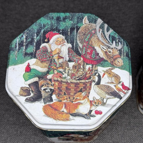 Christmas metal boxes used, set of 2 pieces
