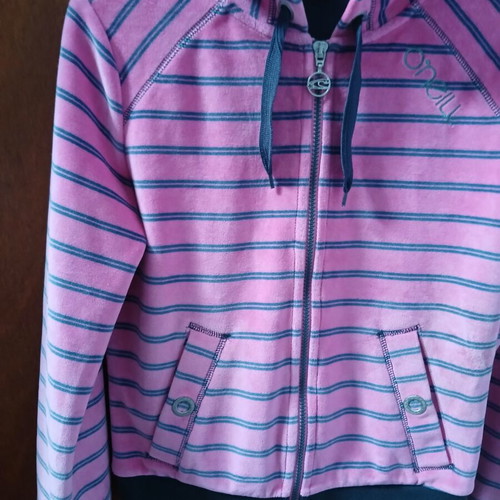 O'Neill vintage thick warm hoodie pink with blue stripes