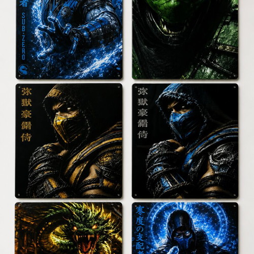 Mortal Kombat Aluminum Signs set of 6, new