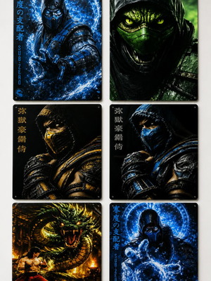 Mortal Kombat Aluminum Signs set of 6, new
