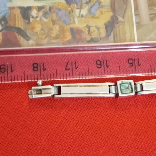 Silver bracelet 925 with zircon, used, 18.4cm, safety clasp