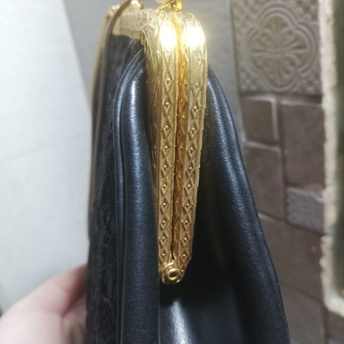 Τσάντα Vintage Clutch χειρός μαύρη σαν καινούργιο '50s με δαντέλα