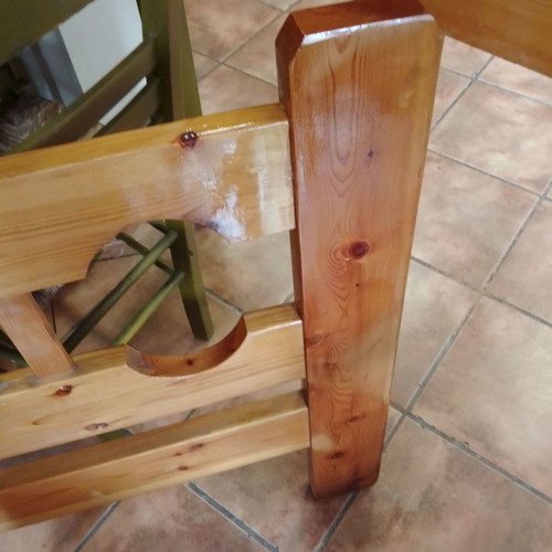 Wooden pine bed used in excellent condition with slats
