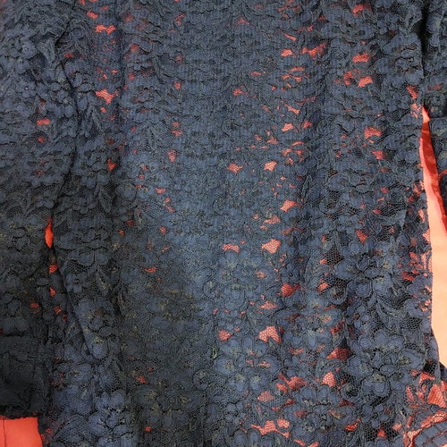 Luxury lace cardigan, for bulky, 3XL, size 58, length 85cm, dark blue, long sleeve