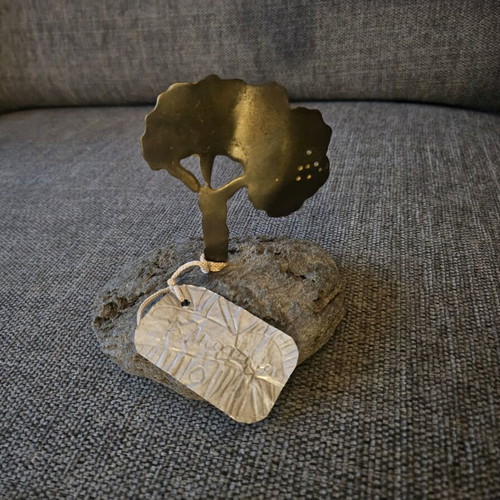 Bronze artwork with stone base like new by Katerina Moraiti