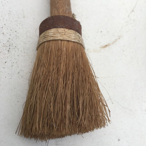 Round vintage brushes unused with natural bristles