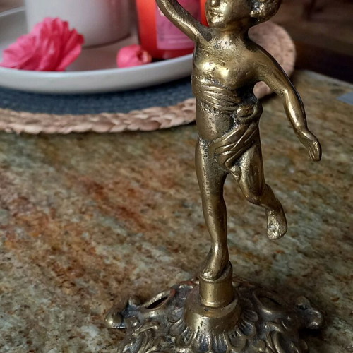 Vintage brass candlestick like new, carved, 25 cm