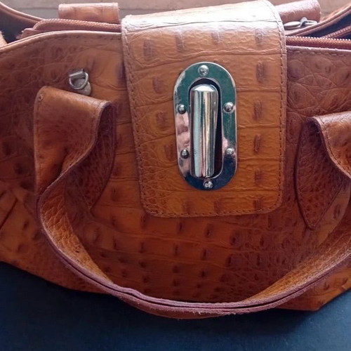 Borsa stampa Cocco leather handbag, brown