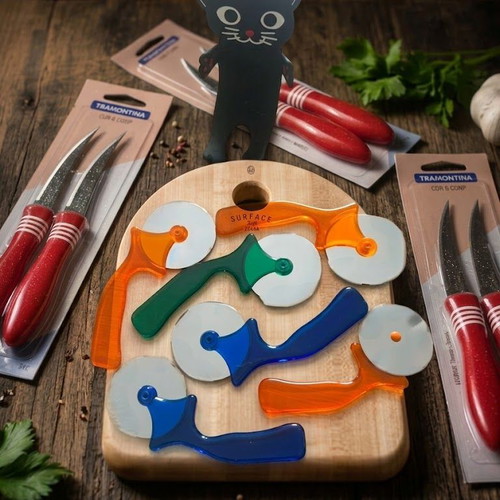 Tramontina pizza dough knives set of 4 stainless steel with plastic handle