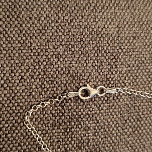 Silver necklace 925 Italian made with pendant and dangling beads new