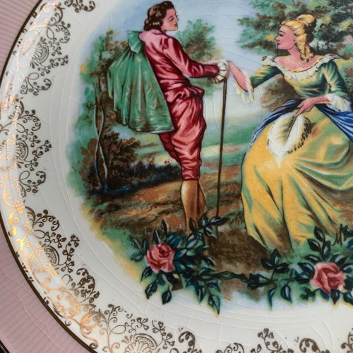 Πιάτο Vintage Barrats of Staffordshire 1950 με ζευγάρι Fragonard