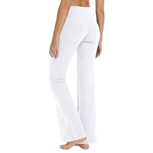 ZIRUU women's white sports pants with high waist and 4 pockets, 3XL