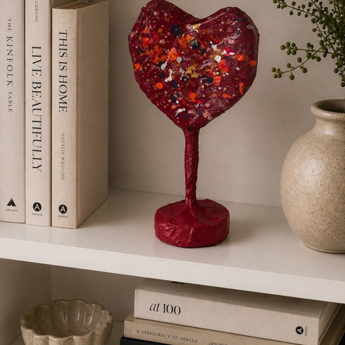 Pier-Mâché Heart Sculpture like new, handmade from museum shop