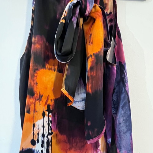 Full Circle silk halter-neck top like new, abstract print
