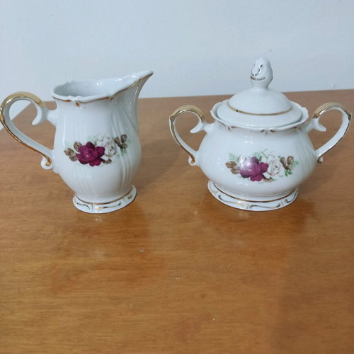 Porcelain sugar and milk set used, Russian brand