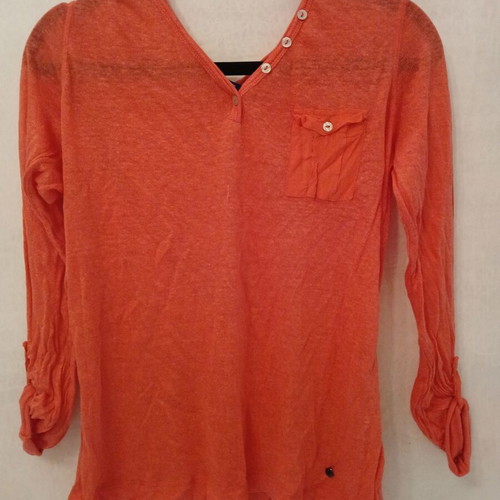 Cecil Orange Coral Long Sleeve Fine Knit Top size M like new