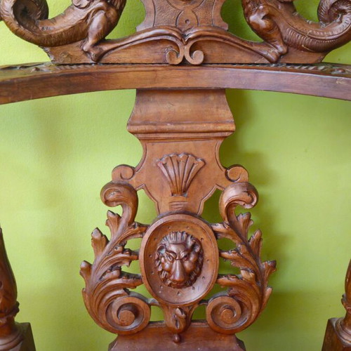 Carved antique sofa used with velvet fabric 19th century