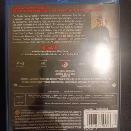 Blade Runner Final Cut Blu-Ray like new, English subtitles only